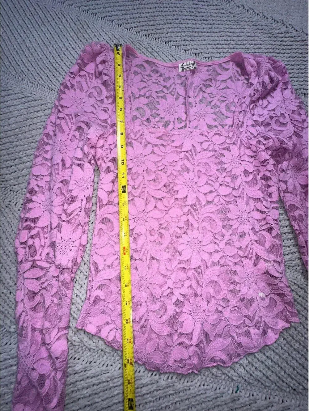 Free People Long Distance Layering Top in Flower Trail Women's Size S Baby Pink
